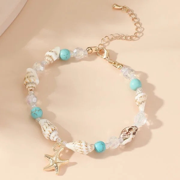 Bohemian Imitation Shell Perlen Armband Für Frauen Sea Star Schildkröte Gewebtes Seil Armband Handgemachte Freundschaft Strand Urlaub Schmuck