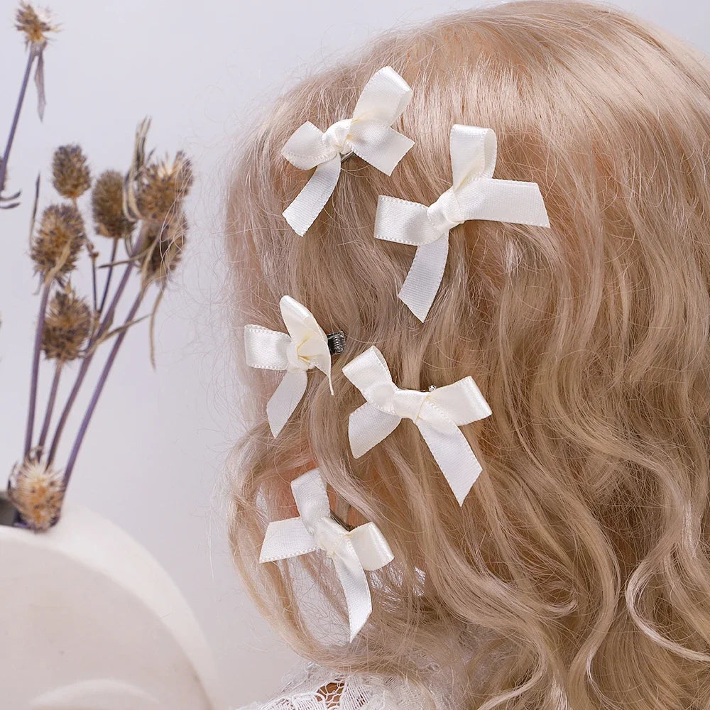 5-24Pcs Y2k Mädchen Bögen Mini Haar Clips Metall Haarnadel Kopfbedeckung Haarspange Handgemachte Band Bogen Pony Clip Mode haar Zubehör
