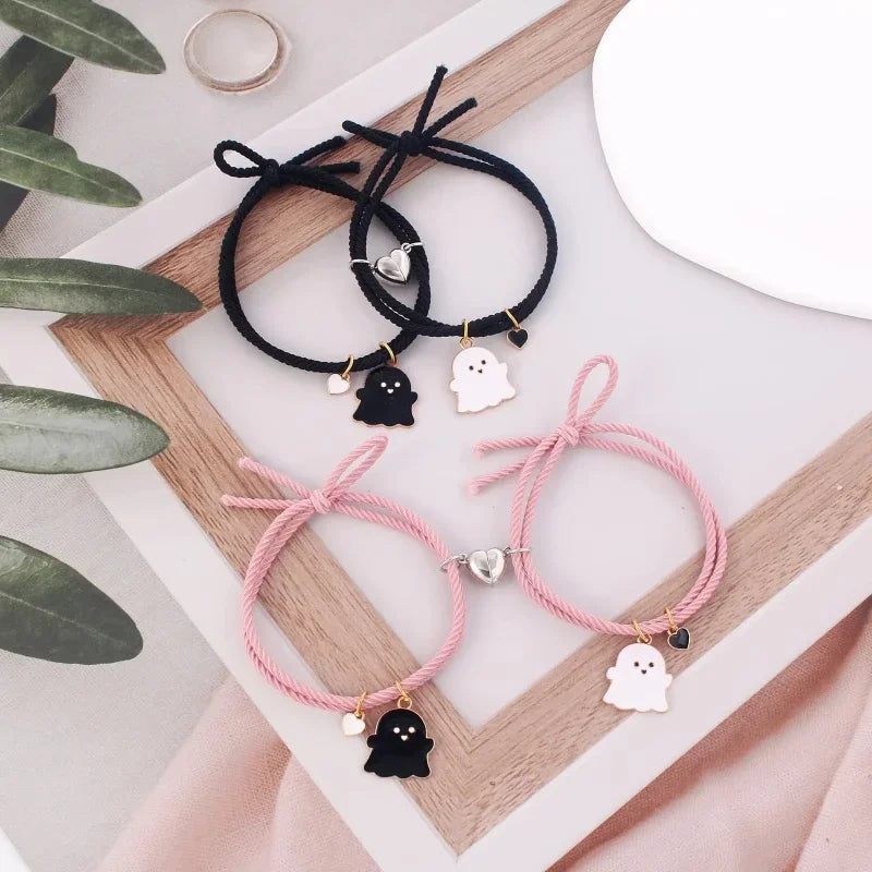2 Teile/satz Geist Geflochtenes Armband für Liebhaber Fern Romantische Herz Magnet Paar Armbänder Freundschaft Mode Schmuck Geschenk