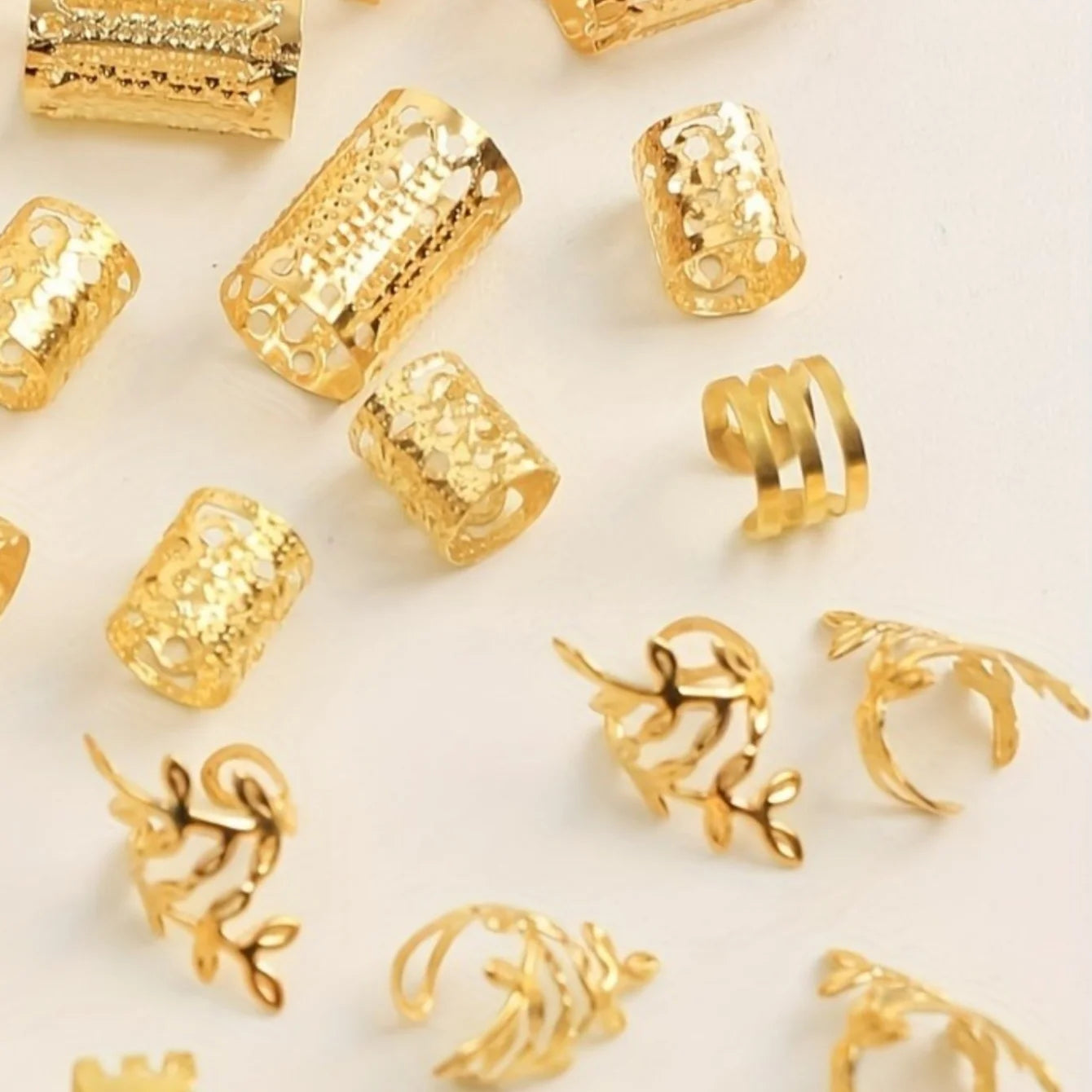 40/80PCS Elegante Aushöhlen Haar Ringe Für Frauen Mädchen DIY Haar Zubehör Loc Haar Schmuck für zöpfe