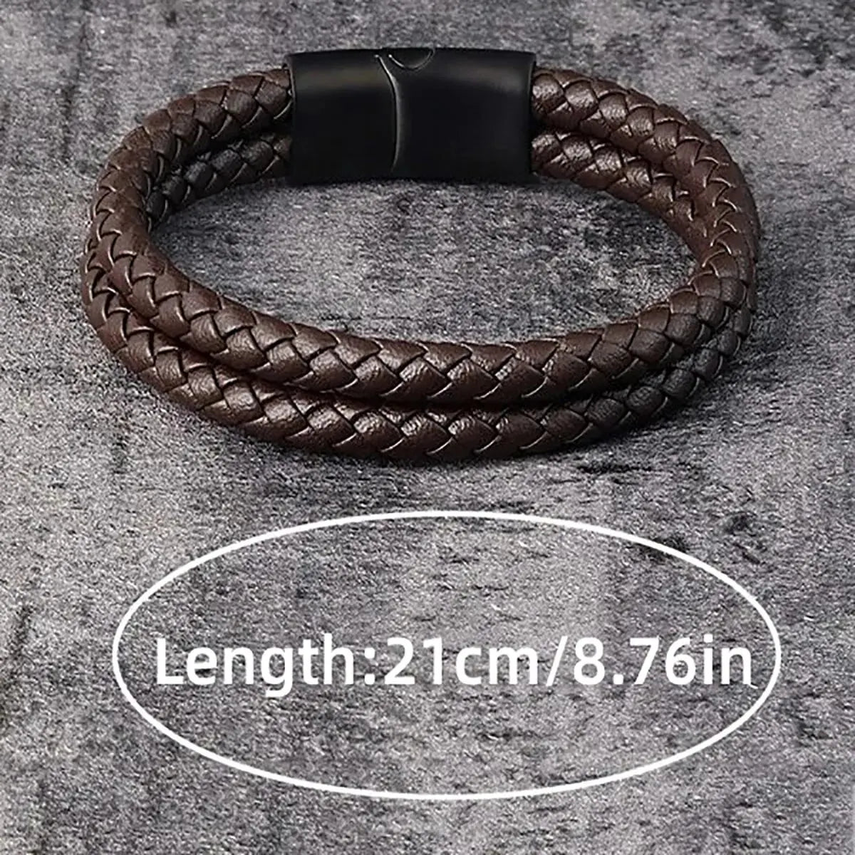 Männer Schwarz Blau Geflochtenes Echtleder Armband Doppelband Armreif