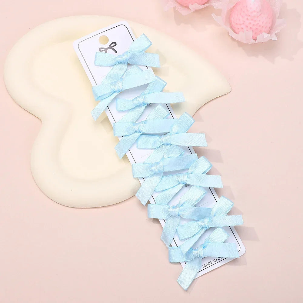 5/6/8/10Pcs Kinder Süße Einfarbig Mini Bowknot Mit Haar Clip Baby Mädchen Ballett Stil band Geflochtene Haar Zubehör Großhandel