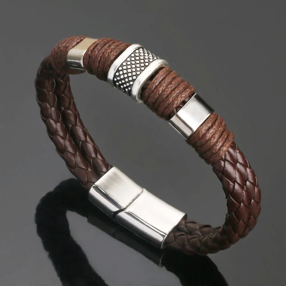 Modisches Perlenarmband aus gewebtem Leder, bezauberndes Herrenarmband, Hip-Hop-Punk-Schmuck, Accessoires, Party-Geschenk, Armreifen für Frauen
