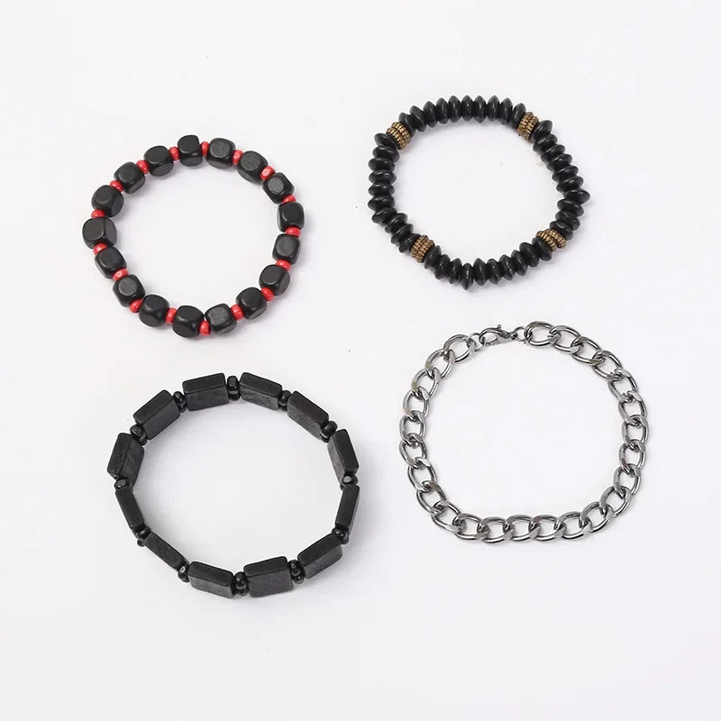 3-4 Stück Vintage Leder Armband Set für Männer Baum des Lebens Charme schwarz gewebte Seil Perlen Kette Wrap Armreif Frauen handgemachten Schmuck