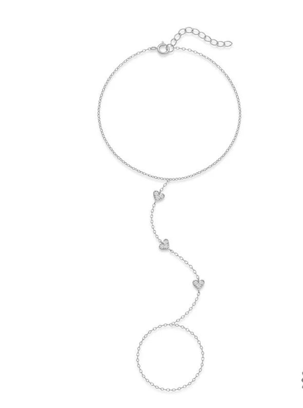 ROXI 925 Sterling Silber Herz/Stern Zirkon Armband mit Finger Design für Frauen Hand Kette Zubehör Party Schmuck Geschenk
