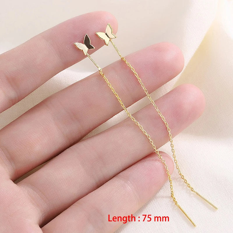 Einfache Stil Box Kette Quaste Drop Ohrringe Für Frauen Lange Baumeln Ohrring Piercing Linie Zubehör Dünne Mini Trendy Ohr Schmuck
