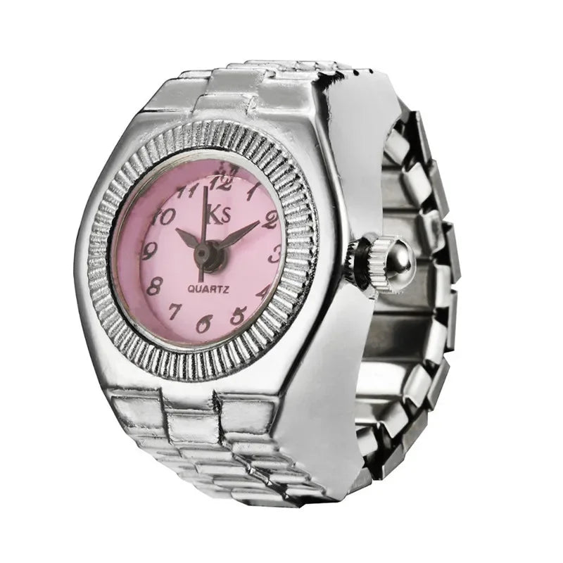 Vintage Punk Finger Uhr Mini Gummiband Legierung Uhren Paar Ringe Schmuck Uhr Retro Römischen Quarzuhr Ringe Frauen Männer