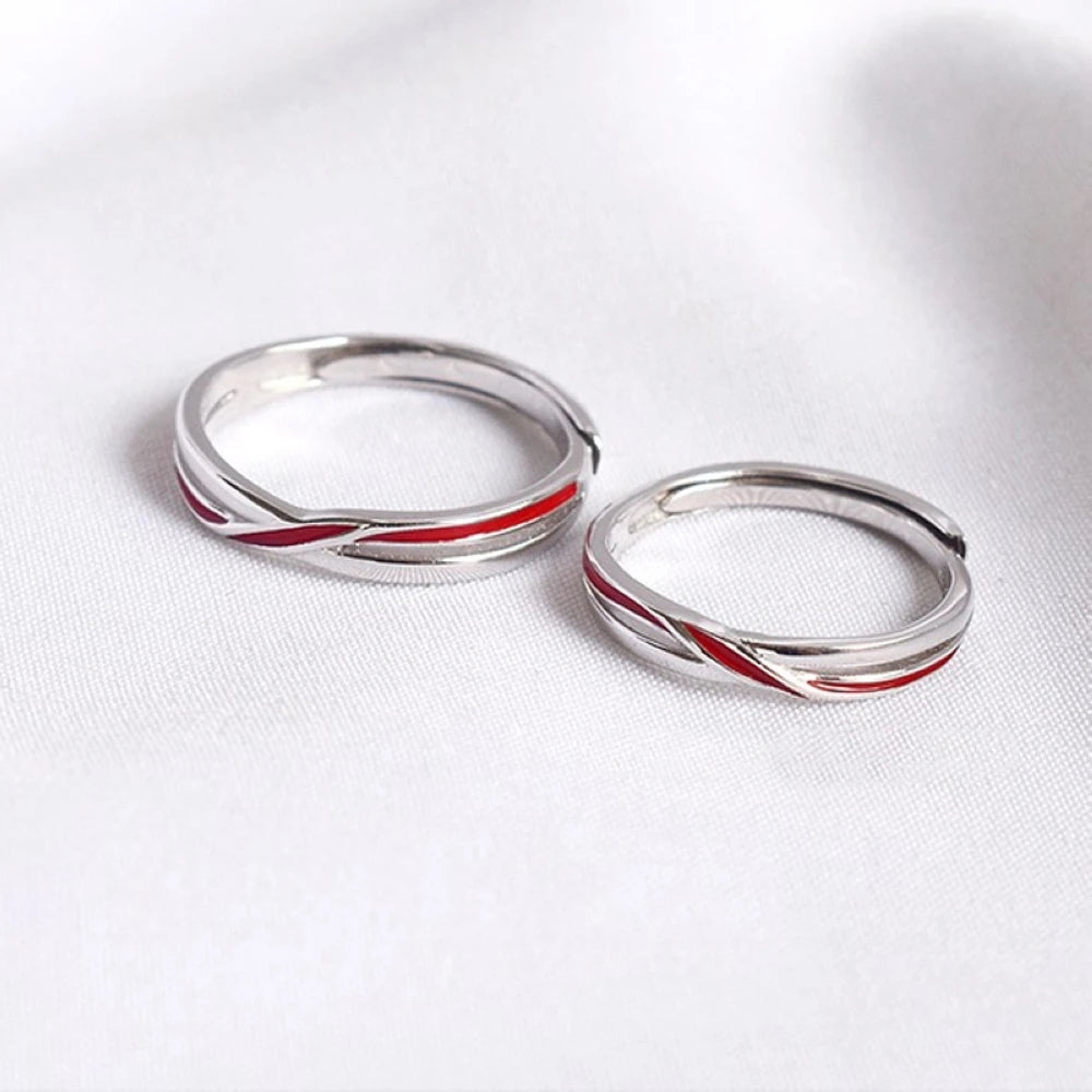 1 paar Twist Rote Linie Matchmaker Kupfer Überzogene Platin Paar Ring Männer Frauen Vorschlagen Geschenk Finger Schmuck Großhandel Drop Shipping