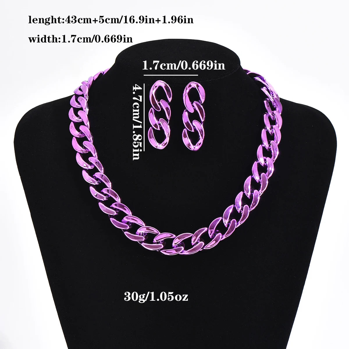 Y2K Vintage Dicke Kante Kubanische Gothic Ohrringe Halskette Für Frauen CCB Gold Farbe Kette Halsketten Charme Party Schmuck set