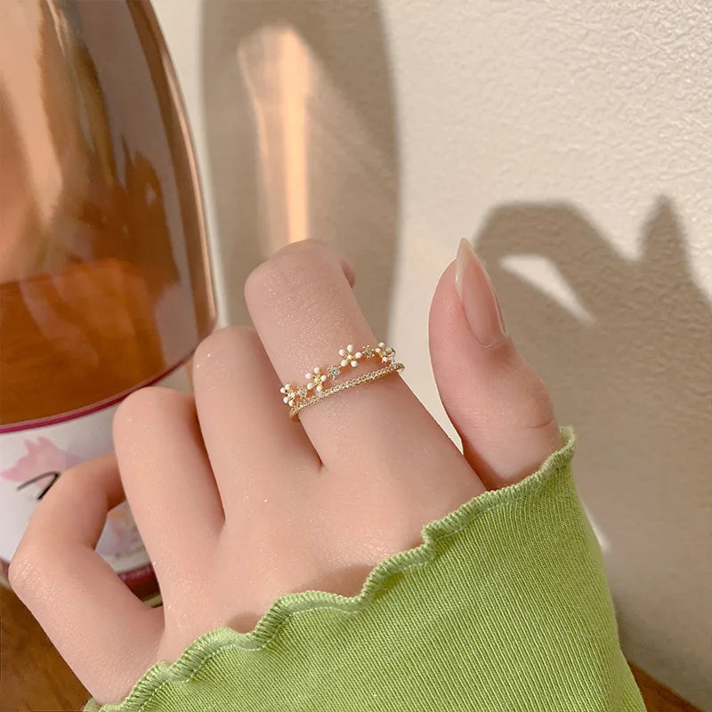 Luxus Zirkon Blume Öffnung Ringe für Frauen Zirkonia Rose Kirschblüte Tulpe Einstellbare Finger Ring Hochzeit Schmuck