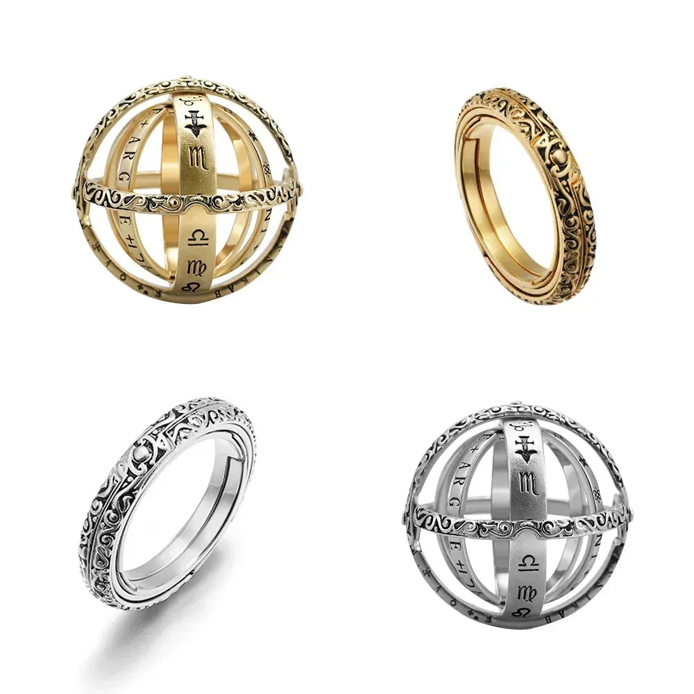 Metamorpher astronomischer Kugelring für Männer und Frauen, umgekehrter metamorpher kosmischer Kugelring, Retro-Stil, Paar-Halskette, Schmuck