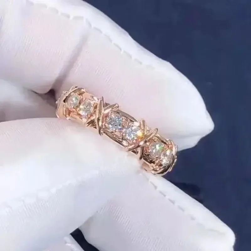 Exquisite Mode Kreuz Zirkon Ringe für Frauen Hochzeit Verlobung sring romantische Valentinstag Jubiläum Geschenk Schmuck Mujer