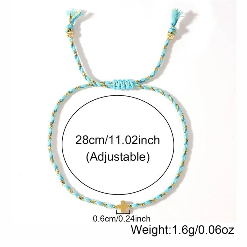 Y1ua Mehrzweck vier Farbwatte -Baumwollseilkreuze Armband für Männer und Frauen tragen