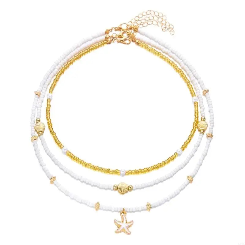 Elastische Meeresschalenperlen Schmuck -Nackenarmband Spuklet Set xx9c