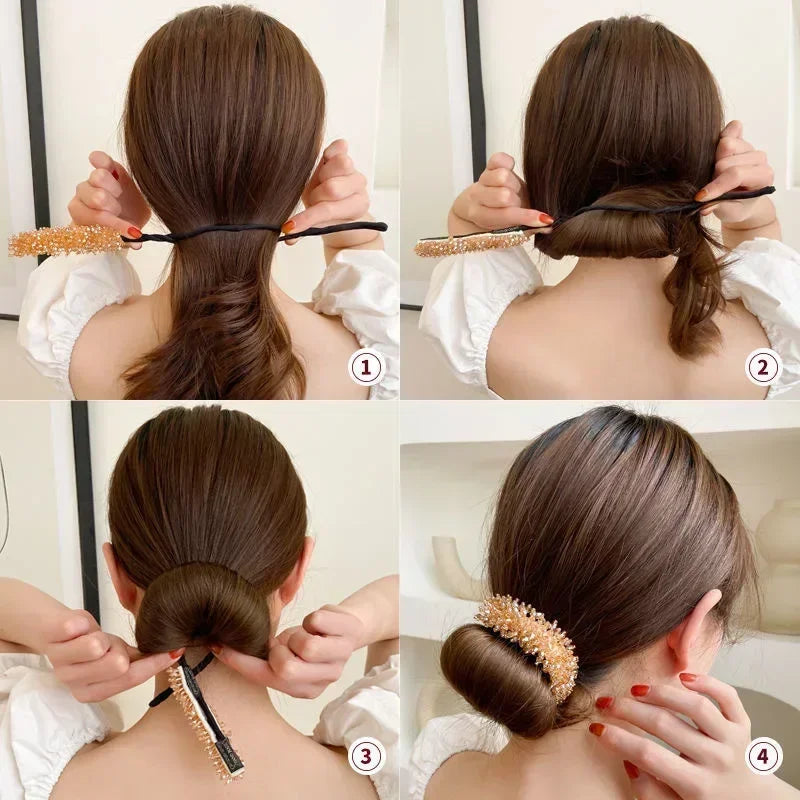 Koreanische Mode Kristall Perle Hochsteckfrisur Haar Clips Elegante Geflecht Haarspangen Kopfbedeckung Mädchen Frauen Haar Zubehör