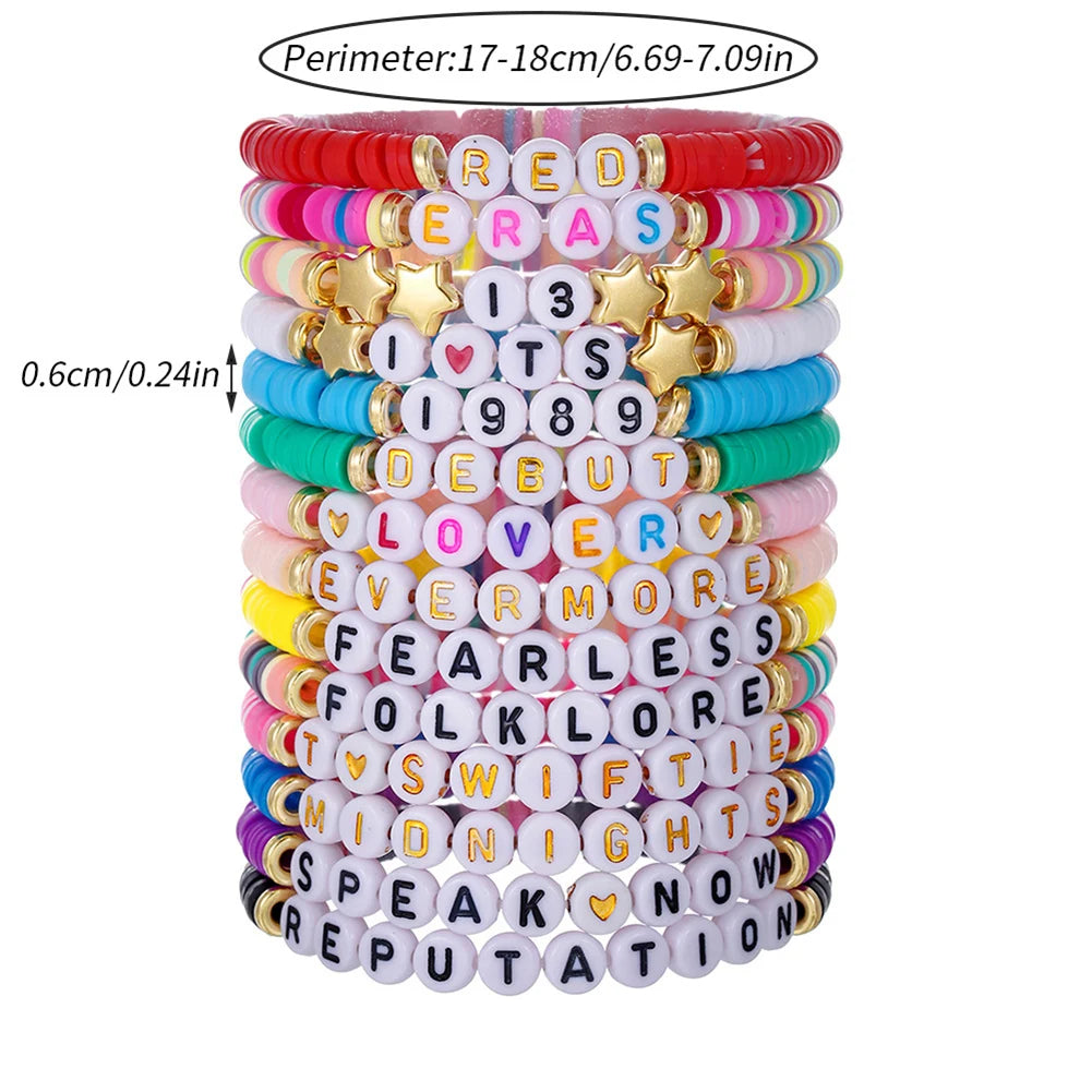 11/14pc bunte Freundschaft bänder für Taylor Swift Fans verstellbares Album inspiriert Armband Stretch Letter Perlen Armbänder