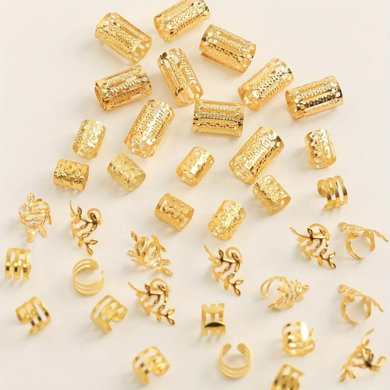 40/80PCS Elegante Aushöhlen Haar Ringe Für Frauen Mädchen DIY Haar Zubehör Loc Haar Schmuck für zöpfe