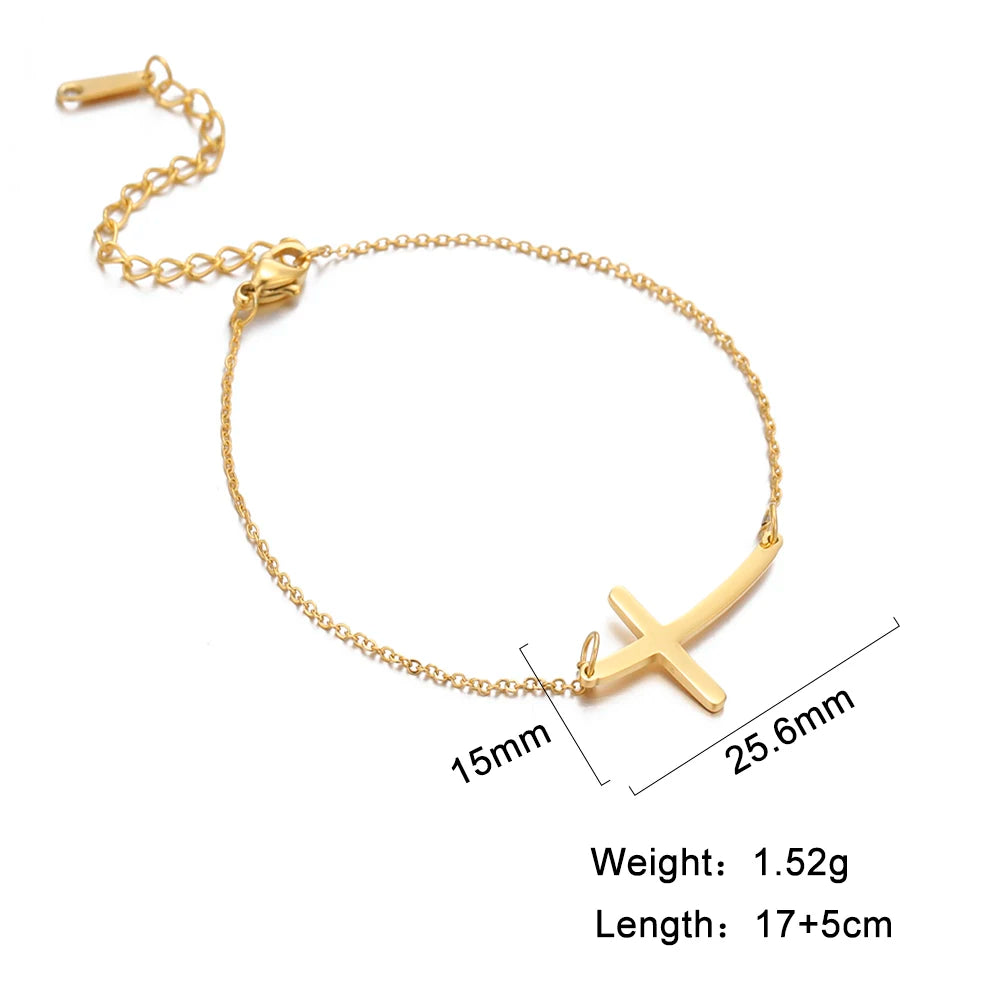 Amaxer Edelstahl Kreuz Anhänger Armband Für Frauen Mann Gold Farbe Pulseira Feminina Liebhaber Engagement Schmuck Geschenk