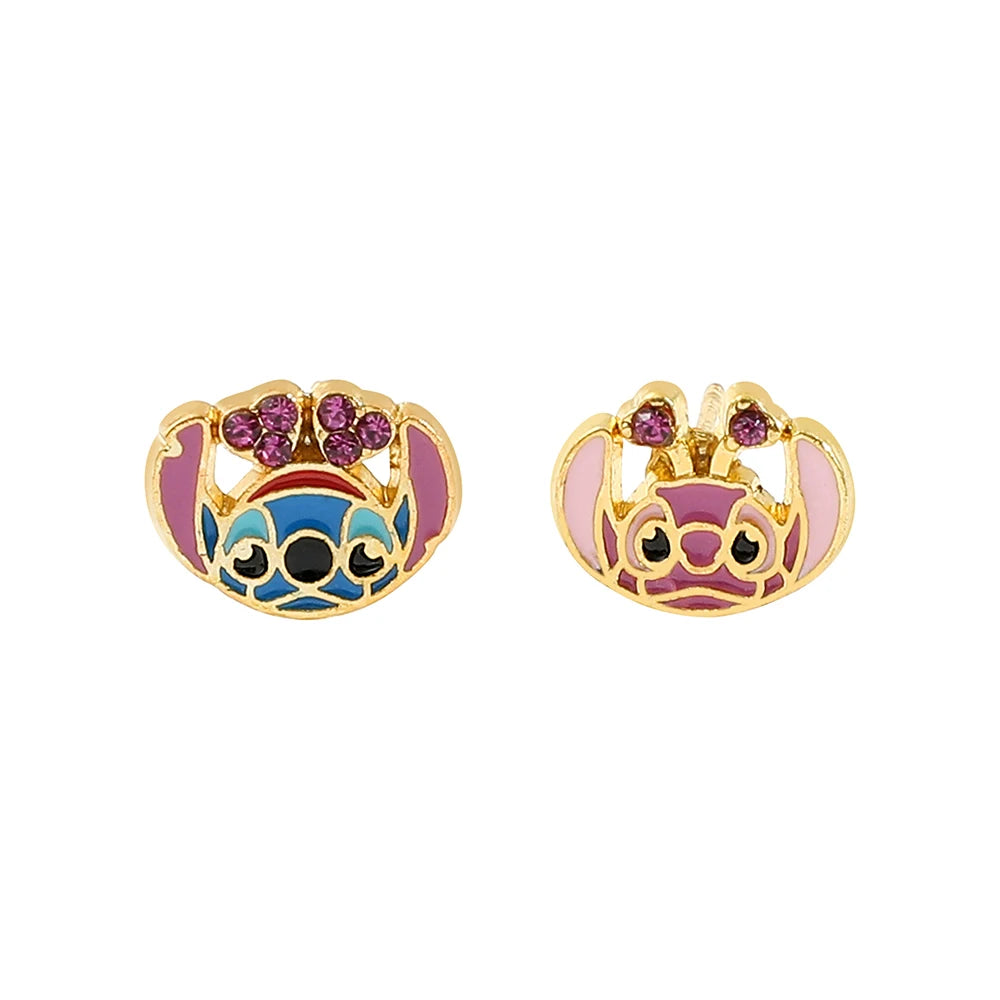 Disney-niedliche Cartoon-Stich-Ohrstecker mit Blumen-Ohrsteckern für Frauen und Teenager-Mädchen, schöne Ohr-Accessoires, Schmuckgeschenke für Fans