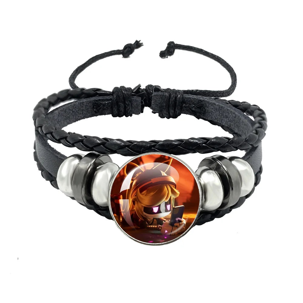 Murder Drone Uzi x N Cartoon Cabochon V Fan Art Armbänder Kunst verstellbares Lederseil Armband Armreifen handgefertigte Schmuckgeschenke