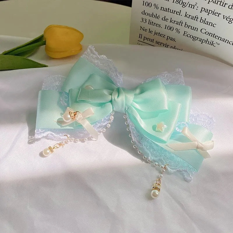 Lolita Mädchen Schleife Haarspangen Kopfbedeckung Haarnadeln Haarschmuck Rosa Klaue Haarspange Sweetg Stil Kawaii Haarschmuck JK Clips