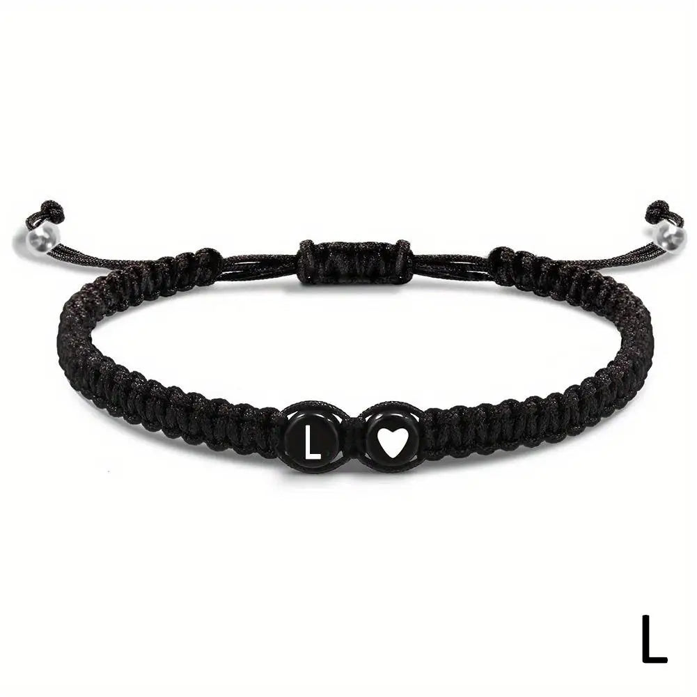 Buchstabe Initiale Herzschnur Armband Handseil gewebtes Armband Freundin Armband Paar Armband A-Z Name geflochtene Armbänder