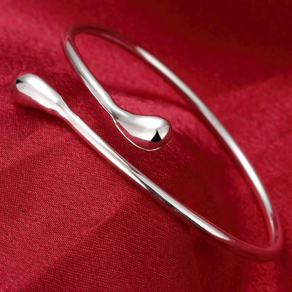 Trendige Armreifen aus 925er-Sterlingsilber, niedlich, offen, für Damen, Modeschmuck, Anpassungsgröße, Manschette, Hochzeit, Party