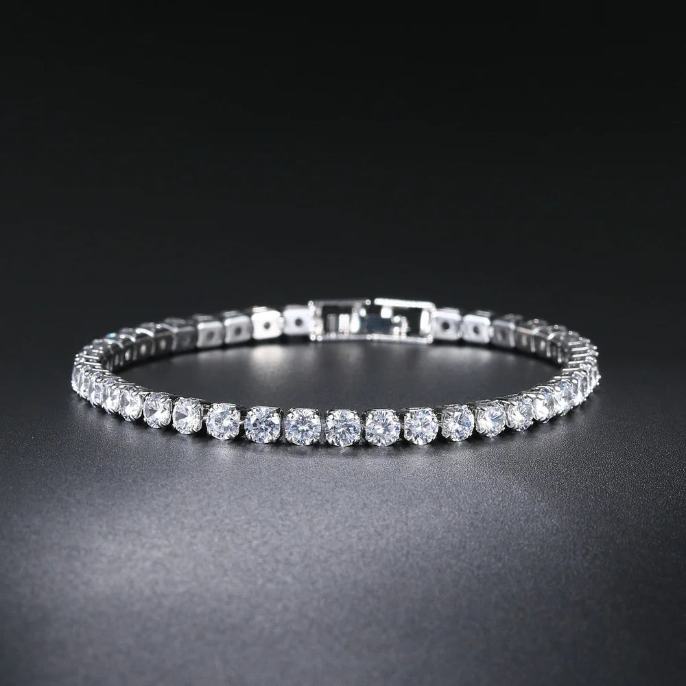 Silber Farbe 2,5/3/4/5mm Zirkon Tennis Armband Für Frauen Männer Dazzling Kristall Hand kette Hochzeit Geschenk Punk Mode Schmuck
