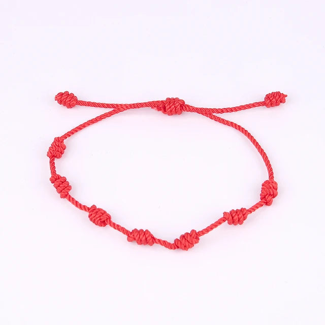 Rote Schnur-Armbänder, verstellbar mit 7 Knoten, viel Glück, rotes Schnur-Armband, Amulett zum Schutz, Freundschaft, Männer, Frauen, Paar, Geschenke