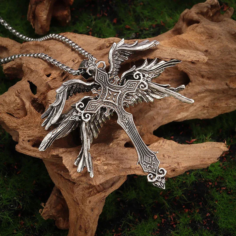 Heiße Neue Mode Retro Seraph Kreuz männer Halskette Übertrieben Mode Anhänger Zubehör