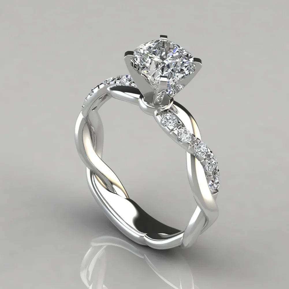 Klassische passende Eheringe für Damen, Verlobungsringe mit Zirkon-Kristallstein, Schmuckzubehör, Geschenk zum Hochzeitstag