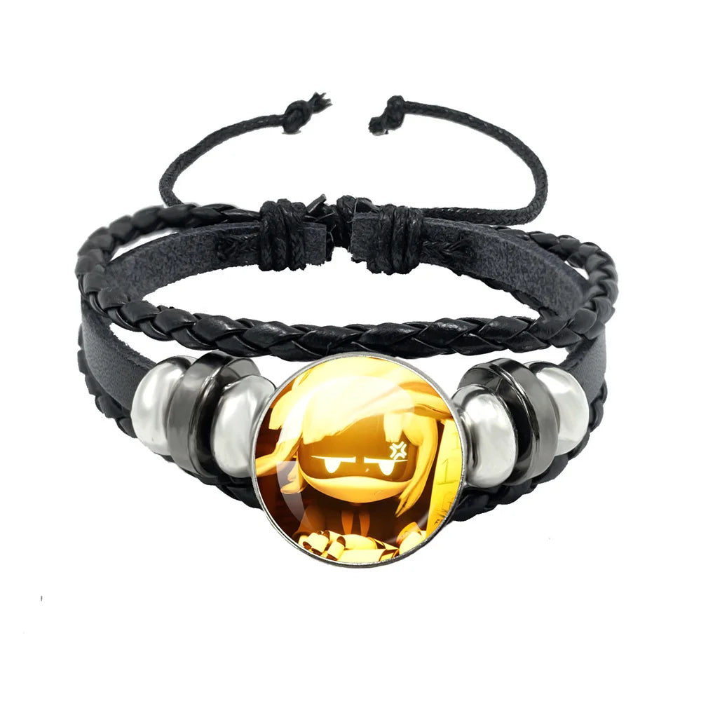 Murder Drone Uzi x N Cartoon Cabochon V Fan Art Armbänder Kunst verstellbares Lederseil Armband Armreifen handgefertigte Schmuckgeschenke