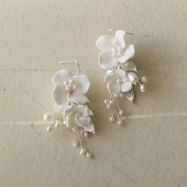 SLBRIDAL Handgemachte Luxus Strass Süßwasser Perlen Ceram Blume Braut Tiara Hochzeit Brautjungfern Krone Frauen Haar Schmuck