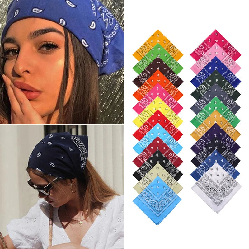 Hip Hop Frauen Bandana Schal Mädchen Kinder Punk Quadratische Bandanas Kopfbedeckung Mode Böhmischen Kopf Schal Stirnbänder Haar Zubehör 2024