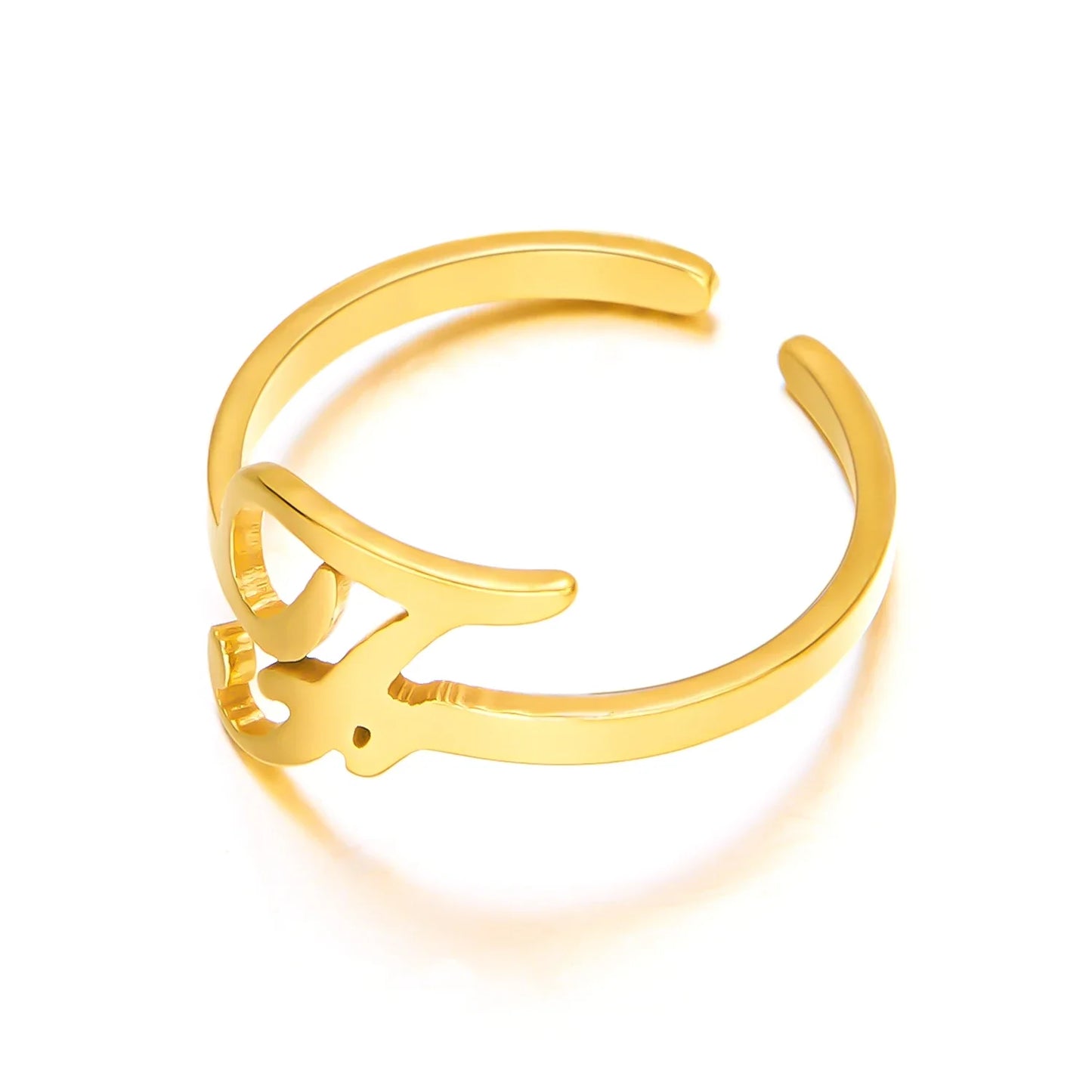 Ringe mit Anfangsbuchstaben für Damen, goldfarben, Edelstahl, A-Z, Buchstabe, verstellbarer Ring, ästhetisch, Hochzeit, Weihnachten, Schmuck, Geschenk