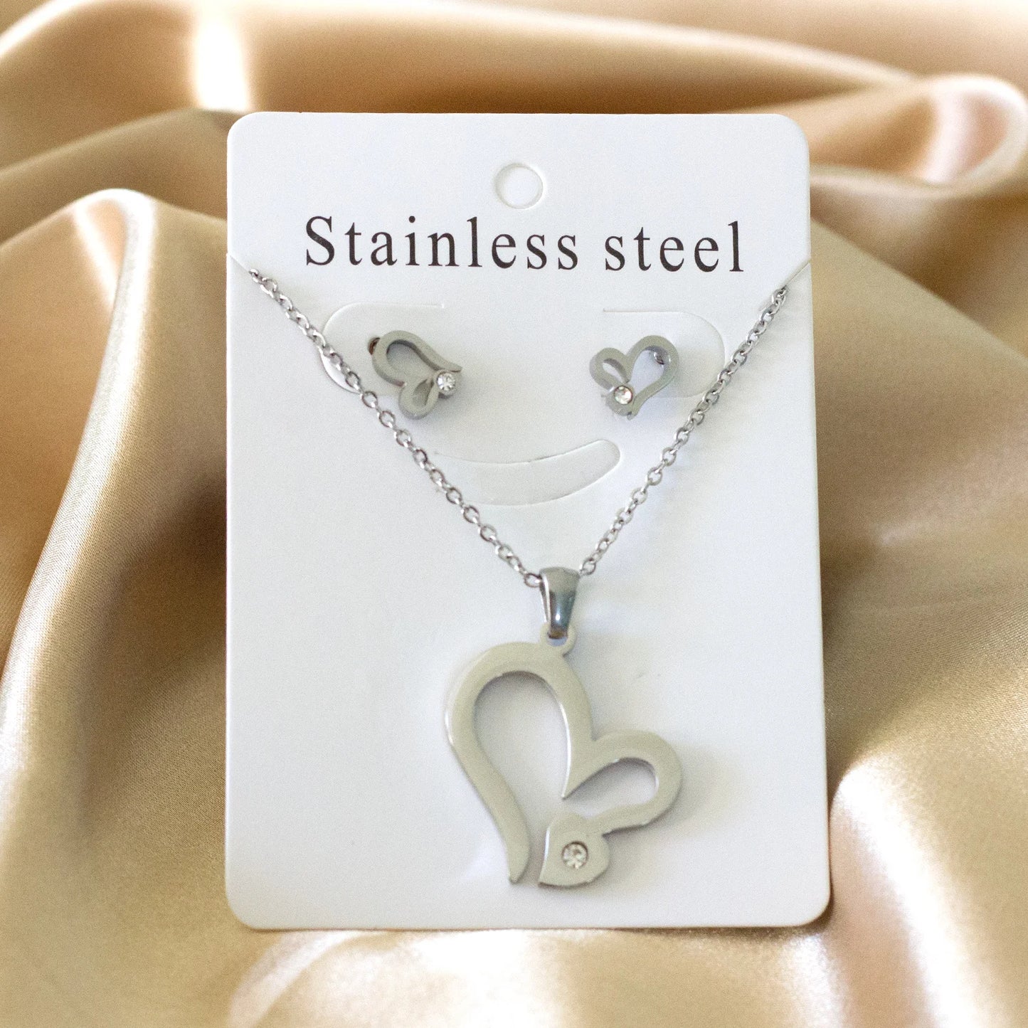 LUXUKISSKIDS Trendy Schmuck Set Edelstahl Silber/Gold Farbe Frau/Männer Großhandel Herz Anhänger Halskette Ohrringe Braut Sets