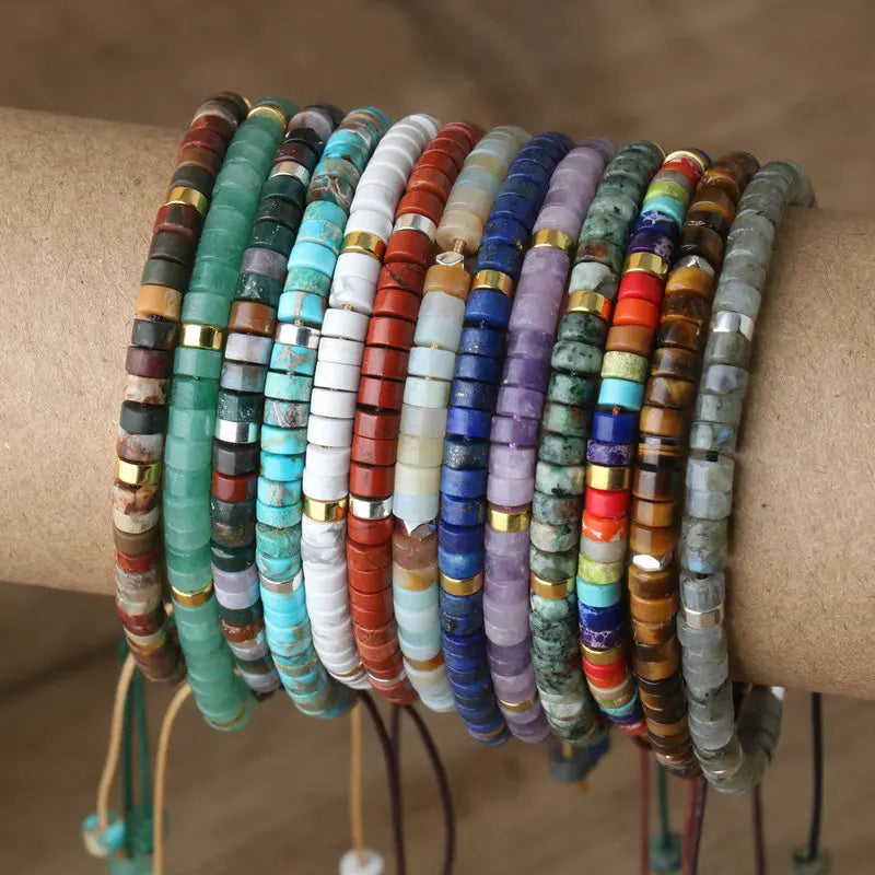 1PC Natürliche Blaue Kaiser Stein Perlen Gewebt Armband Poliert Block Form Einstellbare Seil dame Geschenk Armband Perlen Armband
