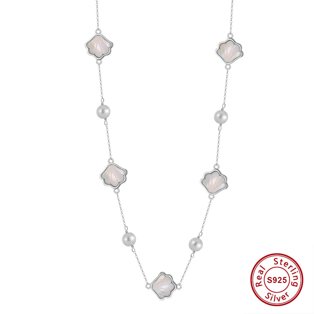ORSA JEWELS Neues 925er Silber, heißer Verkauf, Muschel-Sommerschmuck-Set, Muschelperle, Charm-Armband, Kette, exquisites Geschenk für Damen, GPB41