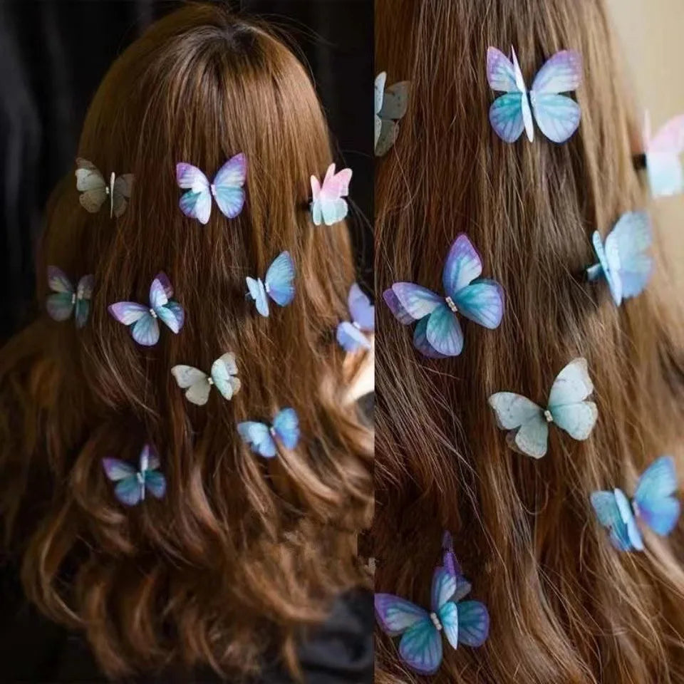 5PCS Neue Nette Prinzessin Mesh Doppel-schicht Schmetterling Schöne Mädchen Haarnadeln Kinder Headwear Hairgrip Haar Clips Haar zubehör