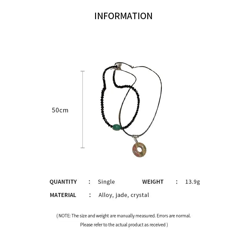 2-teiliges Halsketten-Set mit Vintage-Friedenschnalle-Anhänger, Naturstein-Perlen, Ketten, Halsband-Halsketten-Set für Damen und Herren, chinesischer Stil, Schmuck