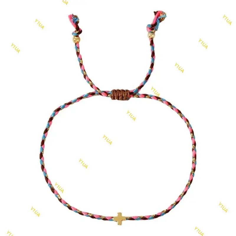 Y1ua Mehrzweck vier Farbwatte -Baumwollseilkreuze Armband für Männer und Frauen tragen