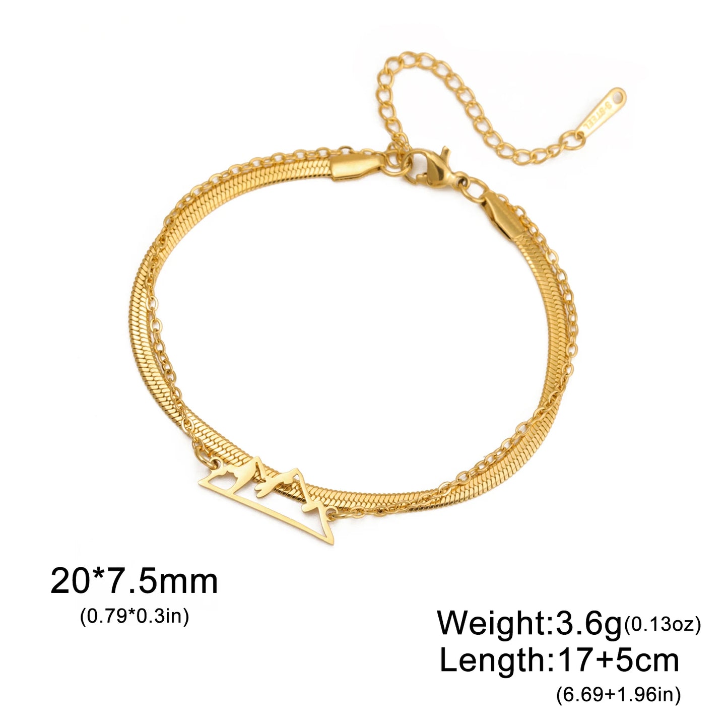 Lucktune Mountain Charms Edelstahl Armband Schmuck Für Frau Mode Doppel Kette frauen Hand Armbänder Geburtstag Geschenk
