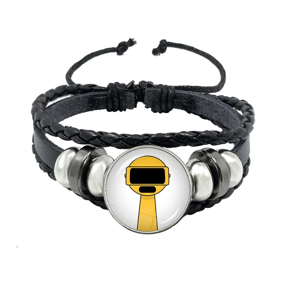Sprunki Incredibox Anime Cartoon Charakter Leder Seil Armband Kunst Mehrschichtige geflochtene Armbänder Handgefertigte Schmuckzubehör