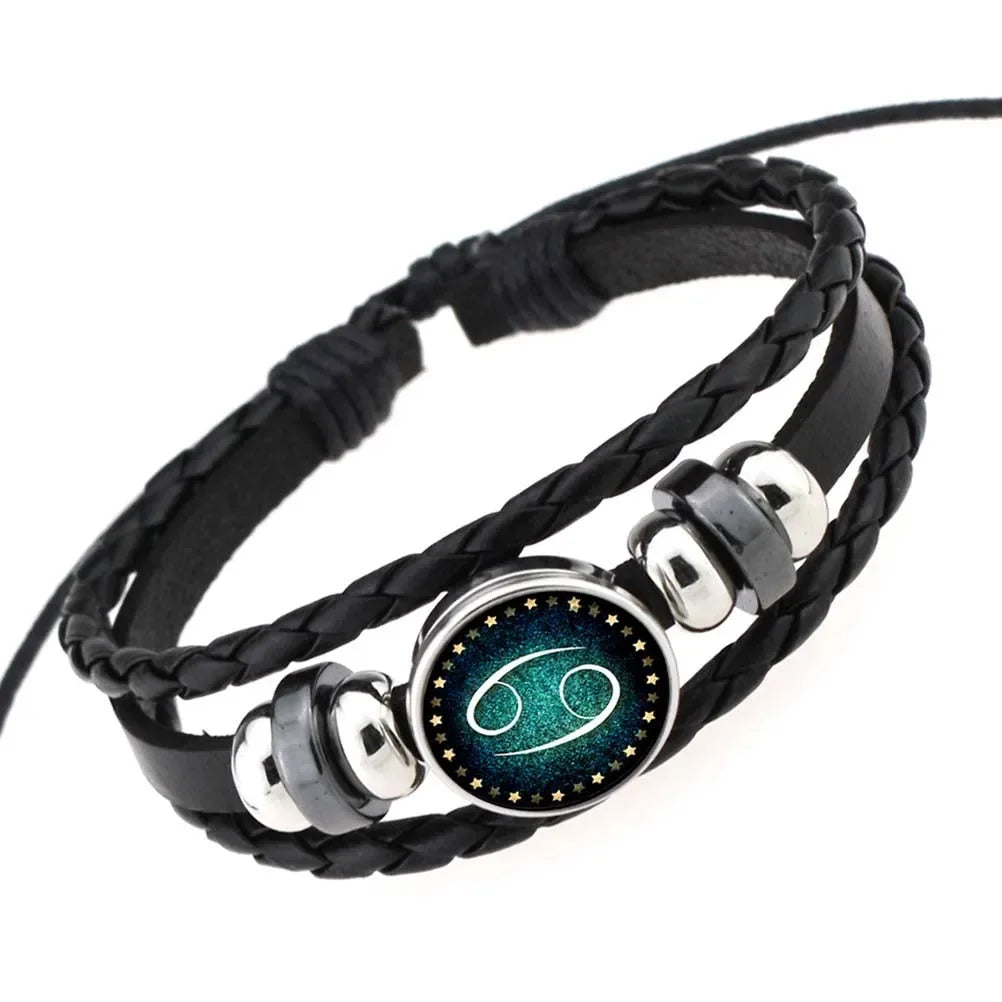 Mehr schicht iges Leder armband 12 Sternbild Sternzeichen Herren Damen geflochtene Armbänder Leo Skorpion Jungfrau Schmuck