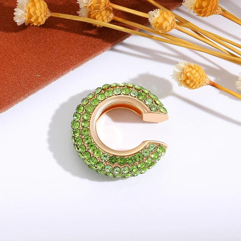 1Pcs Mehrfarbige C-Förmigen Knorpel Ohr Clip Ohrringe für Frauen Mode Luxus Strass Keine Durchbohrten Ohr Manschette Weiblichen schmuck