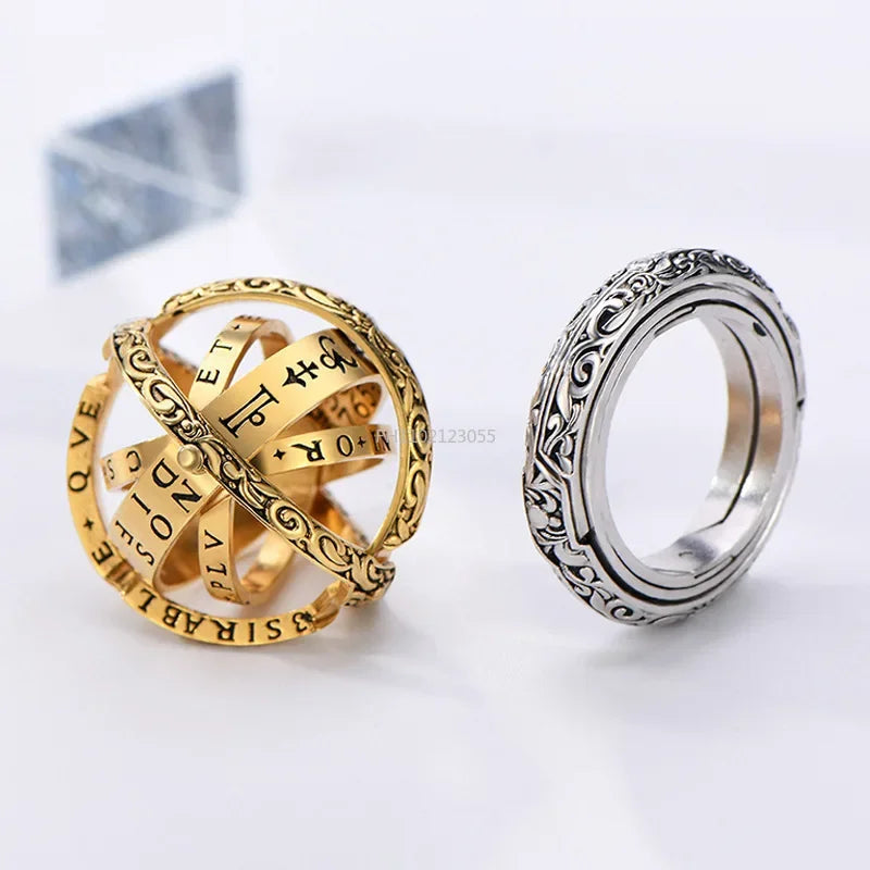 Mode Kreative Komplexe Rotierenden Cosmic Finger Ring Schmuck Open Merge Ring Entfaltet In Astronomische Kugel Männlich Weiblich Ringe