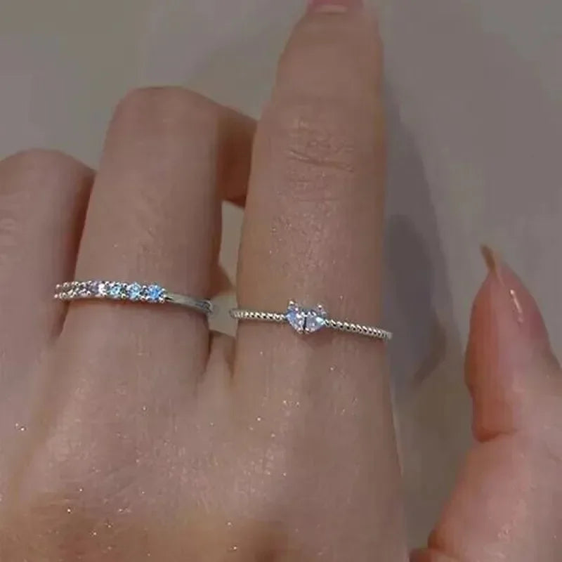 Neue Mode Gold Silber Farbe Herz Ringe Set für Frauen Mädchen Luxus Zirkonia Twist Hochzeit Ring Mode Schmuck Geschenke