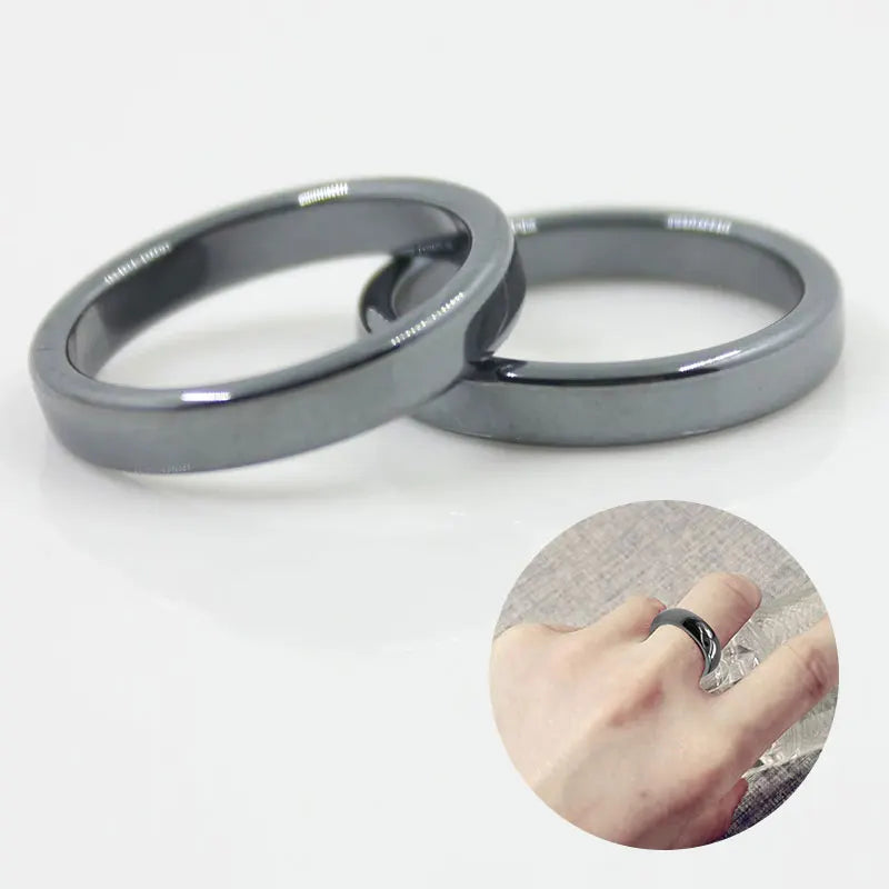 1pc natürliche Hämatit Steinringe für Frauen Männer Mode flache einfache Ring Paar Schmuck Geschenk Hochzeit Weihnachten Liebhaber Ringe