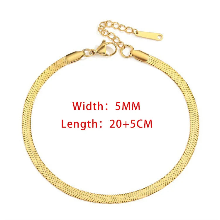Klinge Kette Fußkettchen für Frauen Gold Farbe Armband auf Die Bein Edelstahl Schlange Ketten Mode Strand Zubehör Schmuck C046