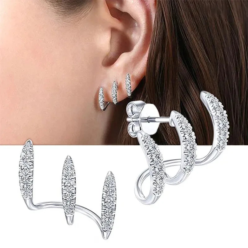 Ohrstecker aus 925er-Sterlingsilber mit Krallen und Kristall-Gold-Ohrring, AAA-Stein, modernes Design, Modeaccessoires für Damen, 2025, Schmuck